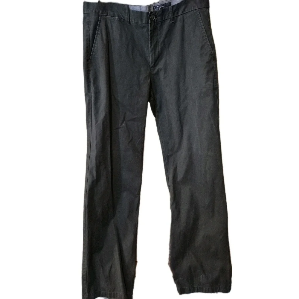 GAP Straight Leg Jeans Mens 36x34 Relaxed Clean Khaki True Black Zip‎ Fly